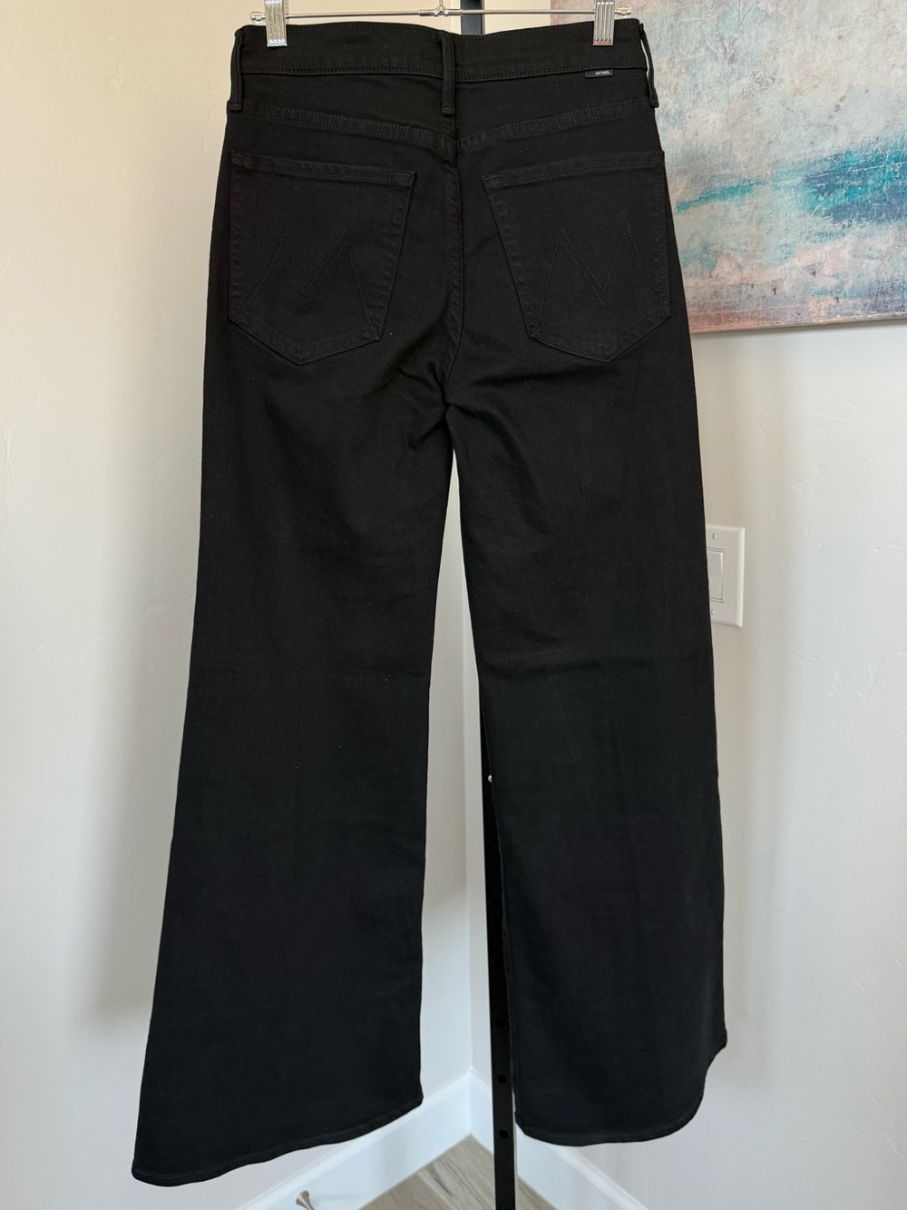 NEW MOTHER The Twister Sneak Jeans Black High Rise Wide Leg Womens 26 Denim - Picture 6 of 9